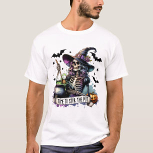 Time to Stir the Pot Skeleton Witch  T-Shirt