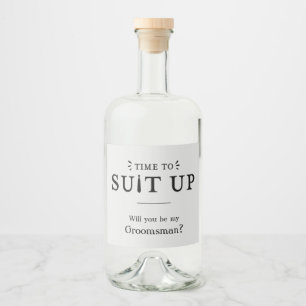 Time to Suit Up Wedding Party Proposal Liquor Bottle Label