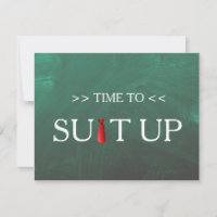 Time to Suitup Black Chalk Board Red Tie Invitatio