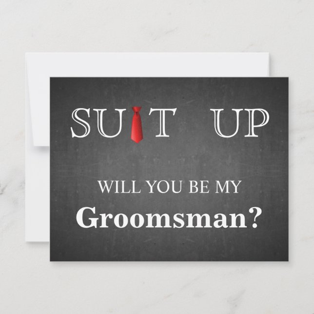 Time to Suitup Black Chalk Board Red Tie Invitation (Front)