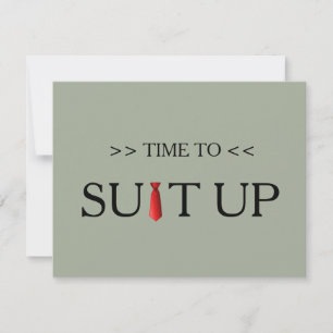 Time to Suitup Black Chalk Board Red Tie Invitation