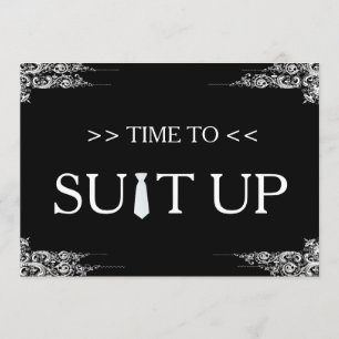 Time to Suitup Black Chalk Board Swirl Invitation