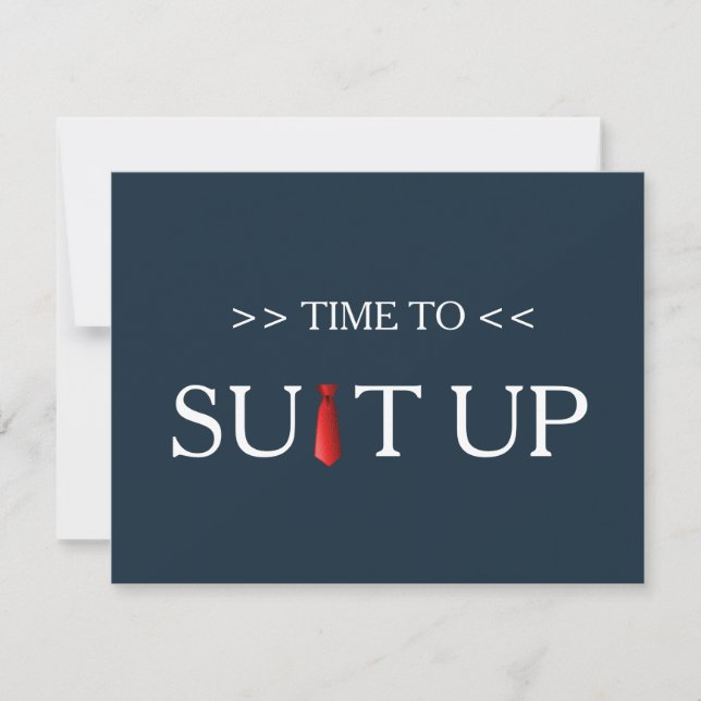 Time to Suitup Blur Background Red Tie Invitation (Front)