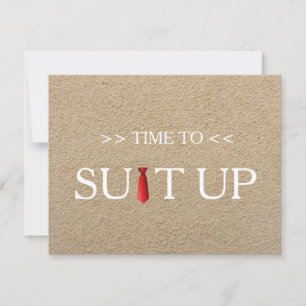 Time to Suitup Board Red Tie Invitation