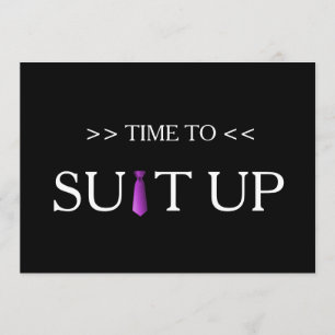 Time to Suitup Purple Black Background Invitation