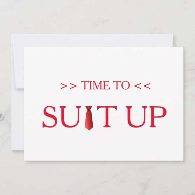 Time to Suitup Red White Background Invitation (Front)