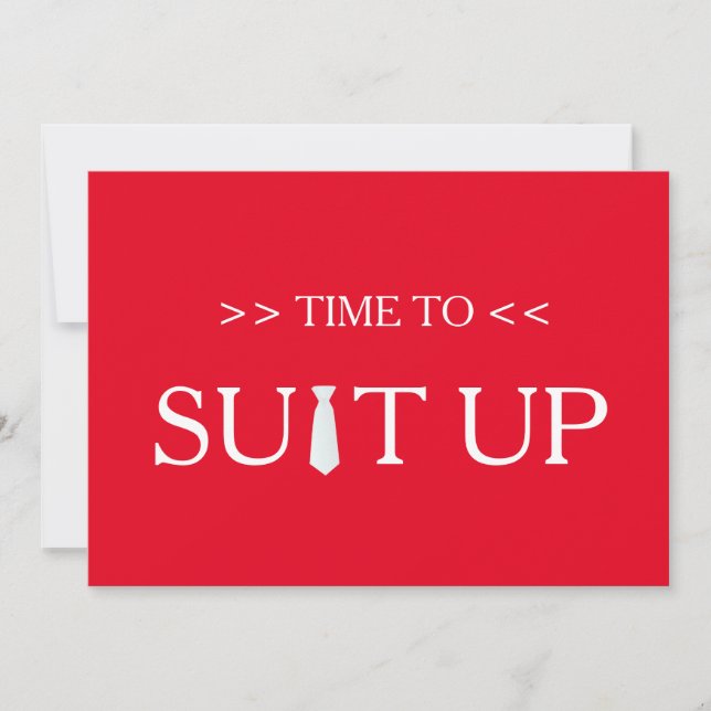 Time to Suitup White Red Background Invitation (Front)
