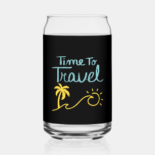 Time To Travel Beach Can Glass