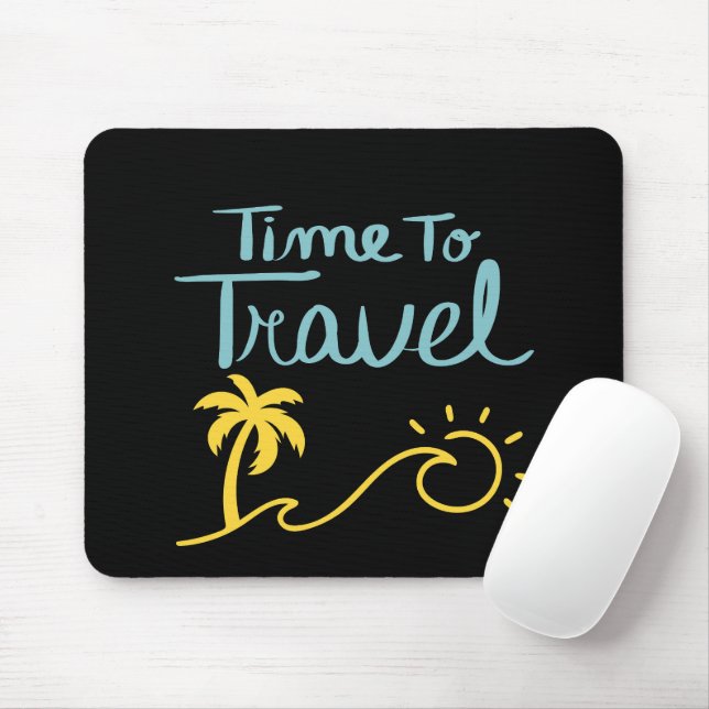 Time To Travel Beach Mouse Mat (With Mouse)