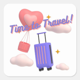TIME TO TRAVEL SQUARE STICKER