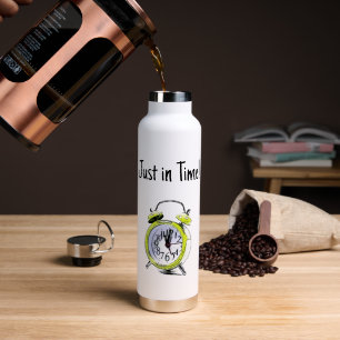 Time to Wake Up Yellow Alarm Clock Drawing Water Bottle