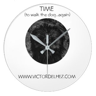 Time to walk the dog again (White) Large Clock