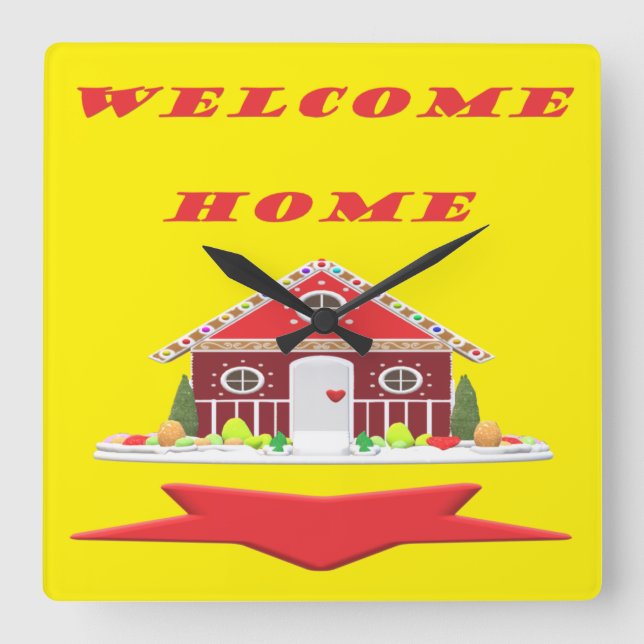 TIME TO WELCOME YOU HOME SQUARE WALL CLOCK (Front)