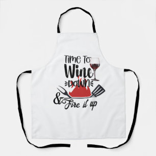 Time To Wine Wind Down Chef Apron - BBQ Gift
