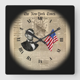 Time Travel~Abe Lincoln~American Flag~NY Times~ Square Wall Clock