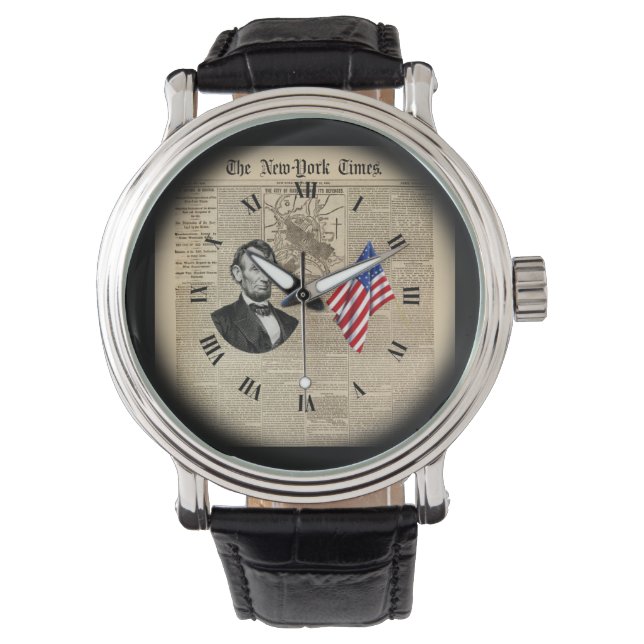 Time Travel~Abe Lincoln~American Flag~NY Times~    Watch (Front)