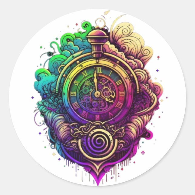 Time travel classic round sticker (Front)