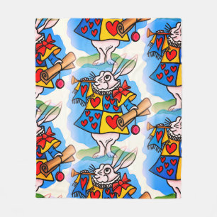 Time Travel Rabbit with Trumpet Fleece Blanket
