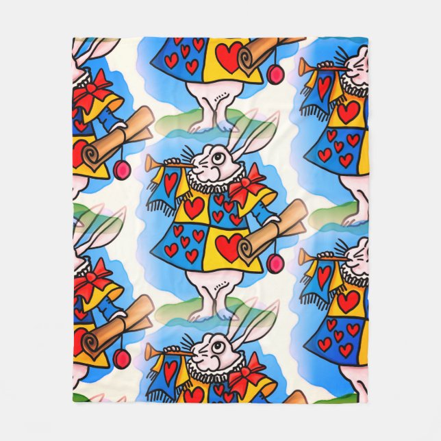 Time Travel Rabbit with Trumpet  Fleece Blanket (Front)