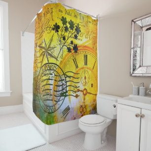 Time travel shower curtain