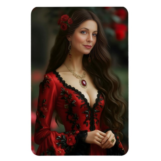 Time Traveler: Romantic Spanish Dancer Magnet (Vertical)