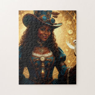 Time Traveling Steampunk Lady with Dove Jigsaw Puzzle