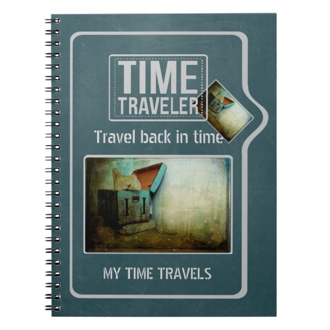 Time traveller shabby blue chest personalised notebook (Front)