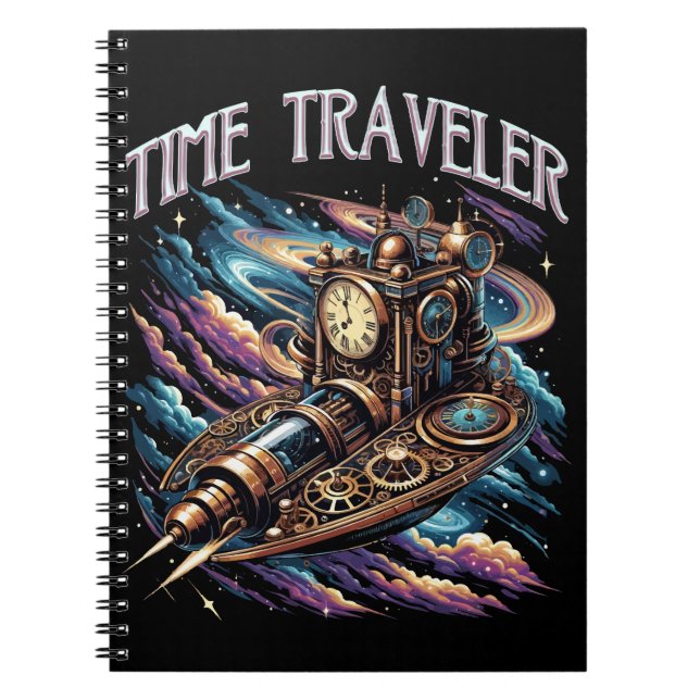 Time Traveller – Steampunk Space Adventure Notebook (Front)