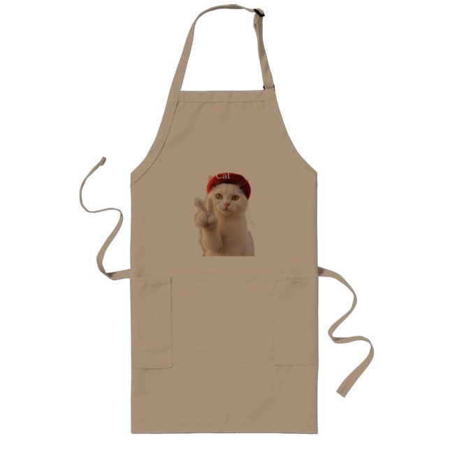 Time-Travelling Parisian Cat Selfie Long Apron (Front)