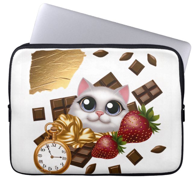 "Time, Treats, and Whiskers Collection"  Laptop Sleeve (Front)