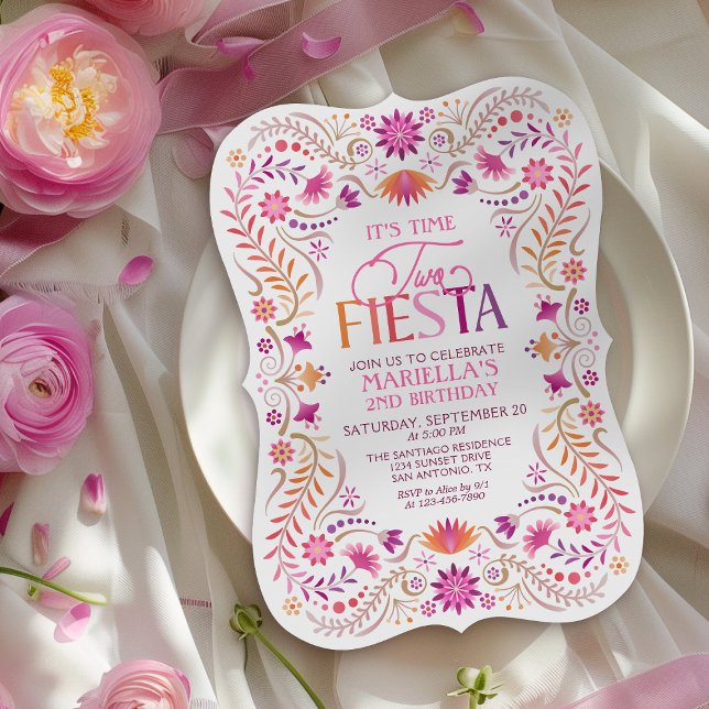 Time Two Fiesta 2nd Birthday Girls Invitation (Creator Uploaded)