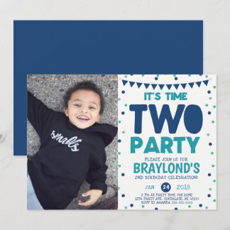 Time Two Party 2nd Birthday Invitation