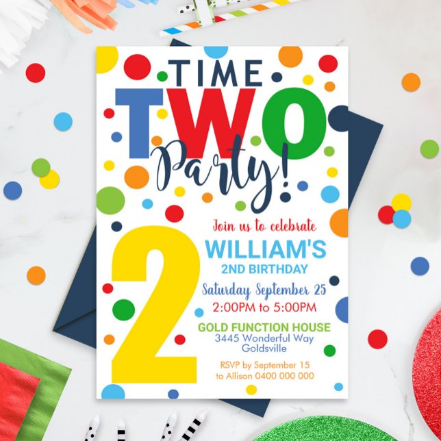 Time TWO Party Birthday Invitation 2nd Birthday (Time TWO Party 2nd Birthday Invitation)