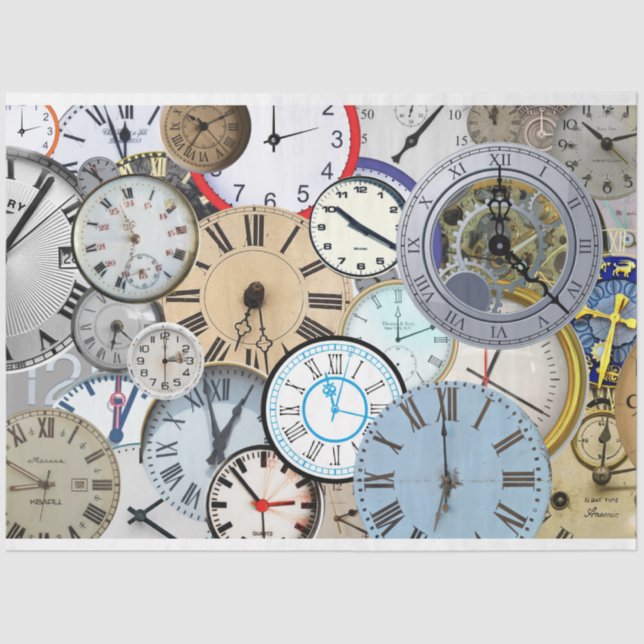 Time Watches and Clocks Decoupage Tissue Paper (Front)