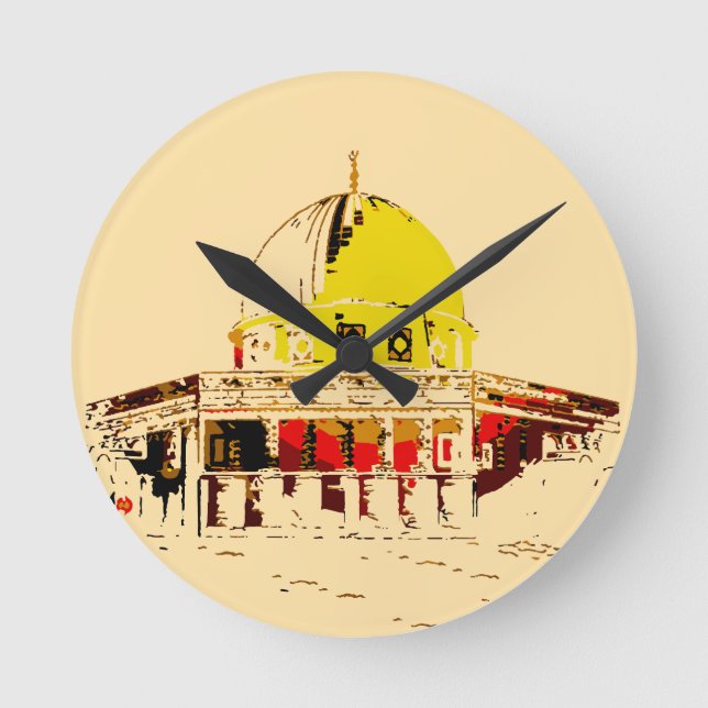 Time with Jerusalem: Dome of the Rock Wall Round Clock (Front)