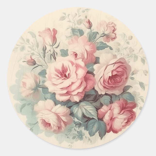 Time-Worn Pink Splendour Shabby Chic Classic Round Sticker (Front)