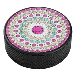 Time Zone Diagram of Mechanical Clock Dials Hockey Puck