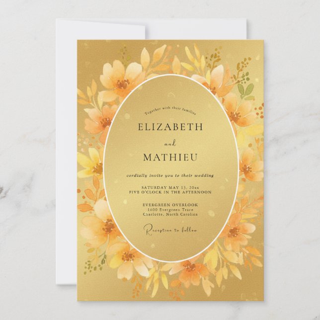Timeless Amber Poppy Wedding Invitation (Front)