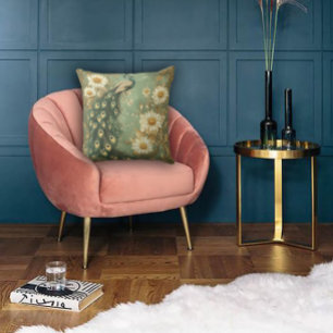 Timeless Art Nouveau Peacock Accent Cushion