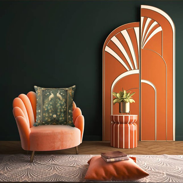 Timeless Art Nouveau Peacock Accent Cushion (Creator Uploaded)
