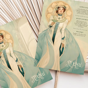 Timeless Art Nouveau Wedding Menu Card