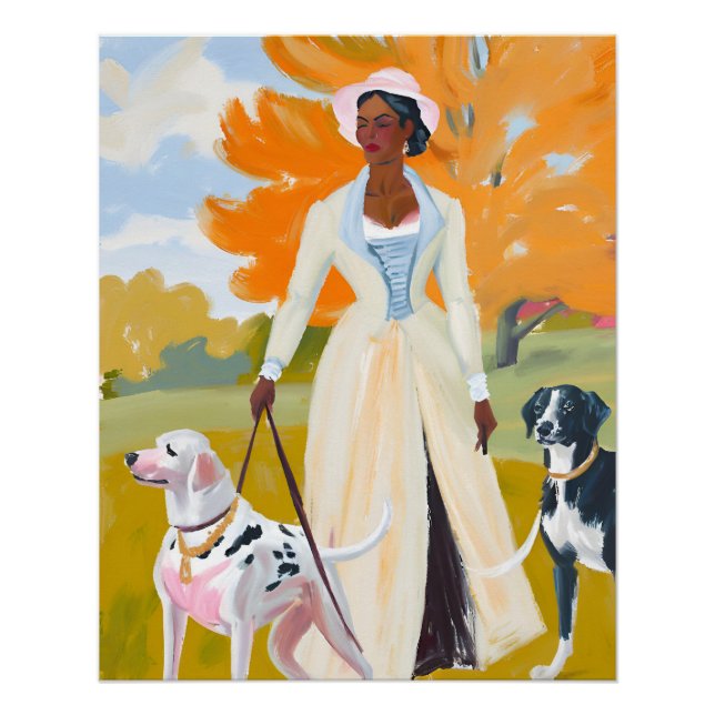 Timeless Beauty: Afro Woman and Dalmatian in Fall  Poster (Front)
