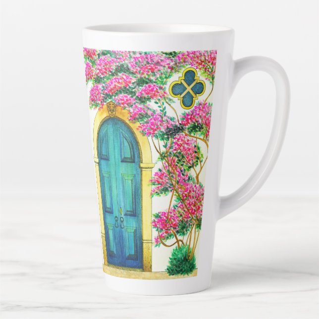 Timeless Beauty Ancient Doorway Mother's Day Poem Latte Mug (Right)