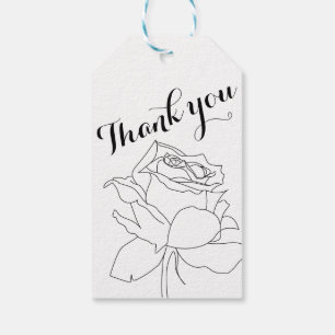 Timeless Beauty: Black and White Rose Design Gift Tags
