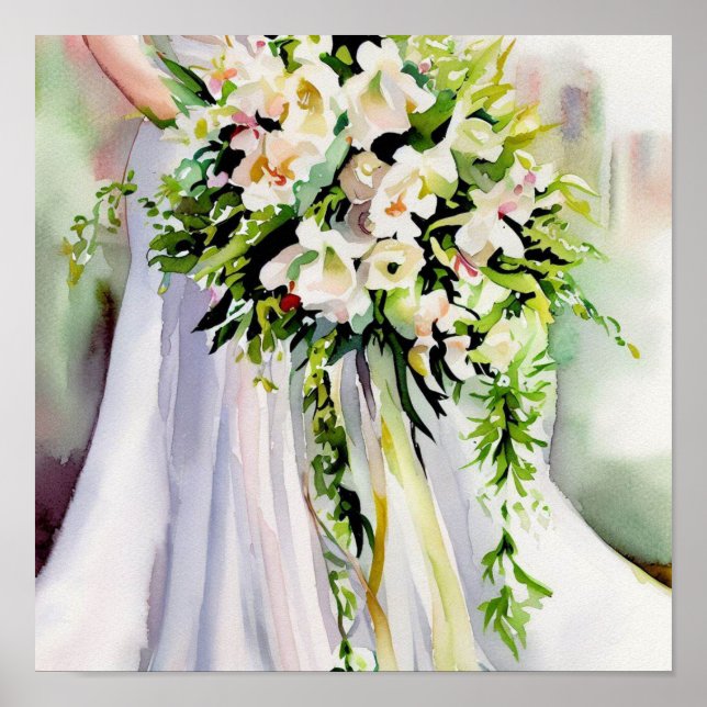 Timeless Beauty, Bridal Cascading Bouquet 1, Poster (Front)