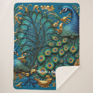 "Timeless beauty of Peacock" Sherpa Blanket