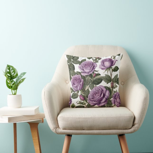 "Timeless Beauty: Purple Provincial Vintage Roses" Cushion (Chair)