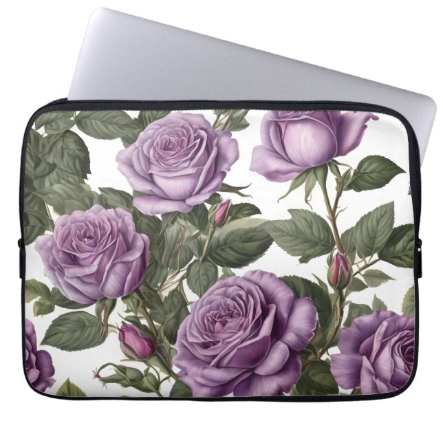 "Timeless Beauty: Purple Provincial Vintage Roses" Laptop Sleeve (Front)