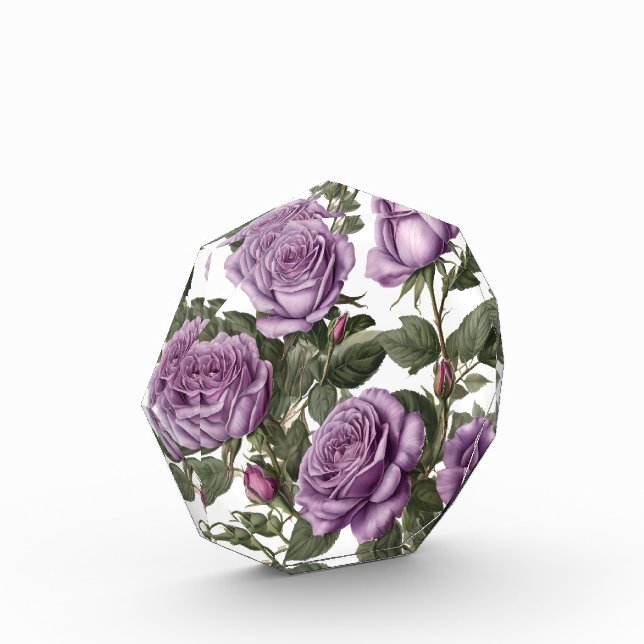 "Timeless Beauty: Purple Provincial Vintage Roses" Photo Block (Left)