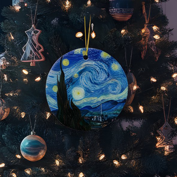 Timeless Beauty - Vincent Van Gogh's Starry Night  Ceramic Tree Decoration (Creator Uploaded)